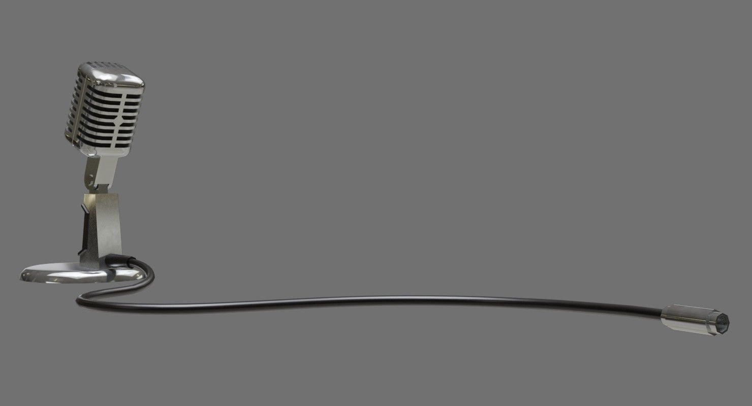 Retro Microphone 2A Low-poly 3D model_3
