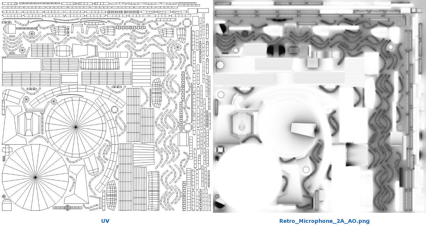Retro Microphone 2A Low-poly 3D model_6
