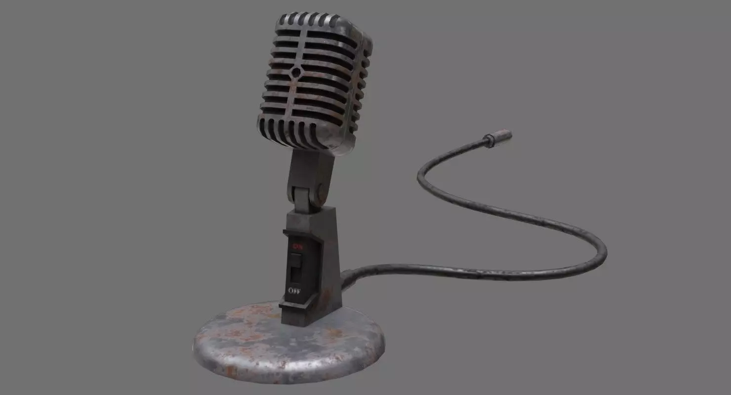 Retro Microphone 2B Low-poly 3D model_0