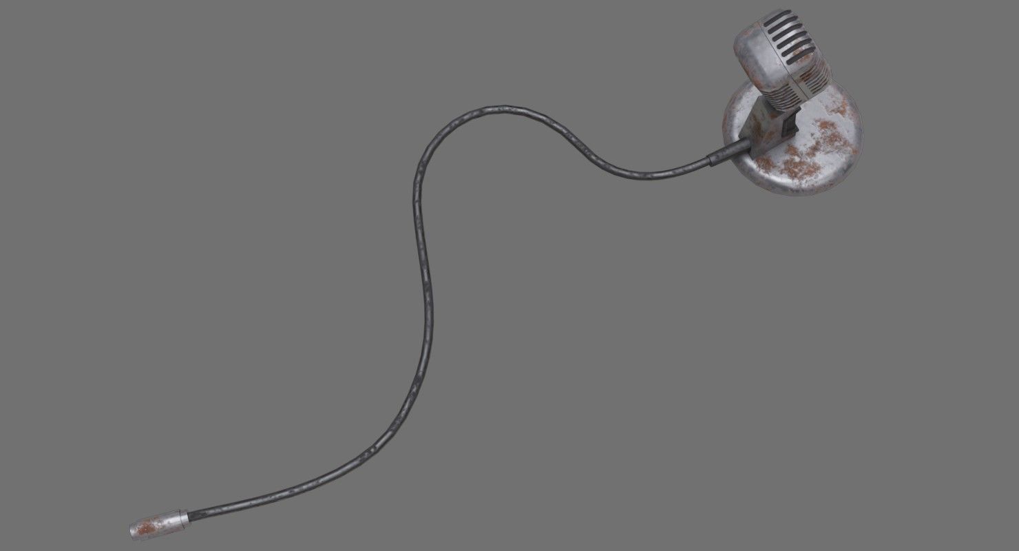 Retro Microphone 2B Low-poly 3D model_2