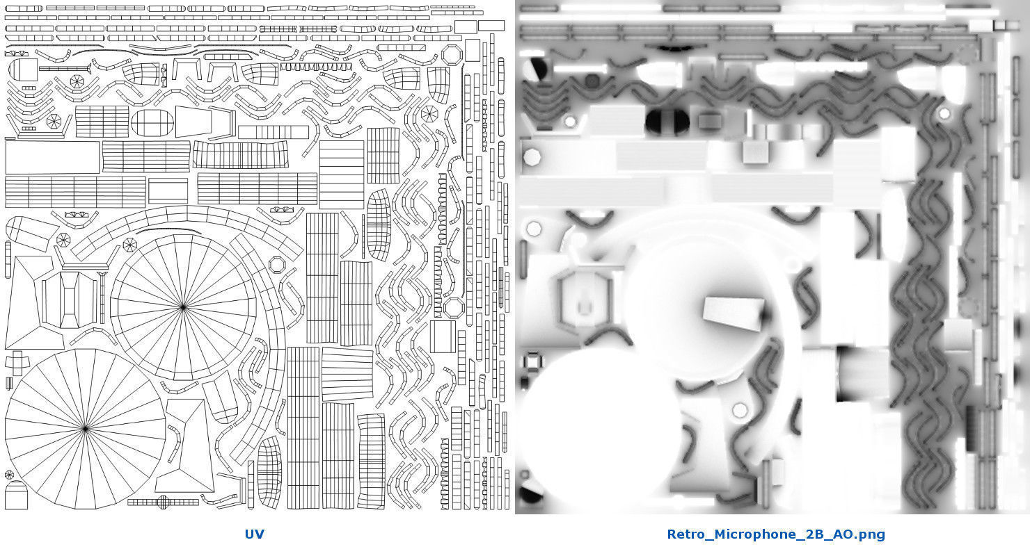 Retro Microphone 2B Low-poly 3D model_6