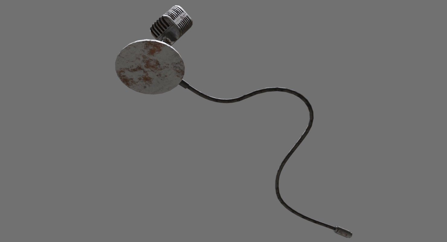 Retro Microphone 2B Low-poly 3D model_4