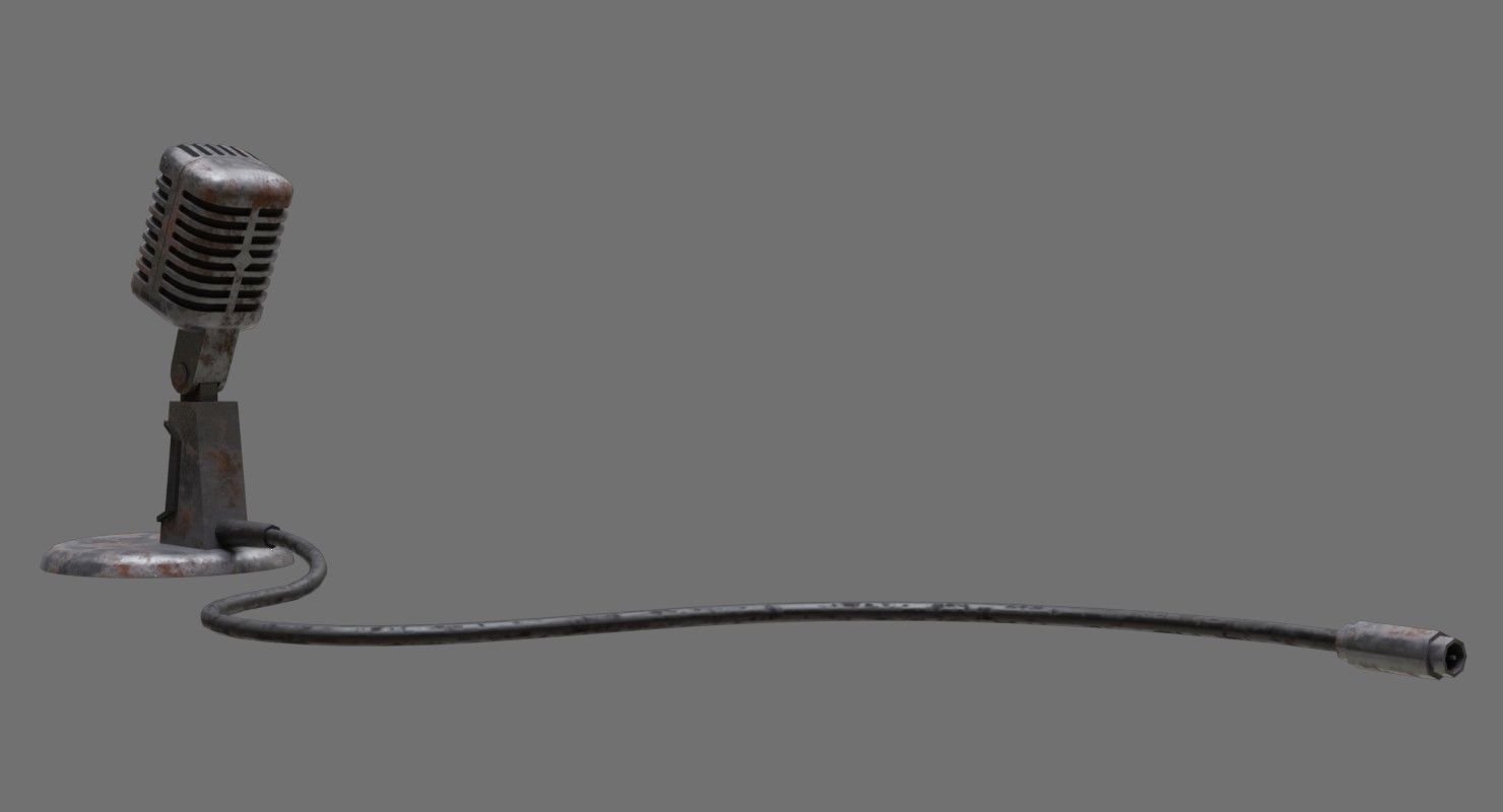 Retro Microphone 2B Low-poly 3D model_3