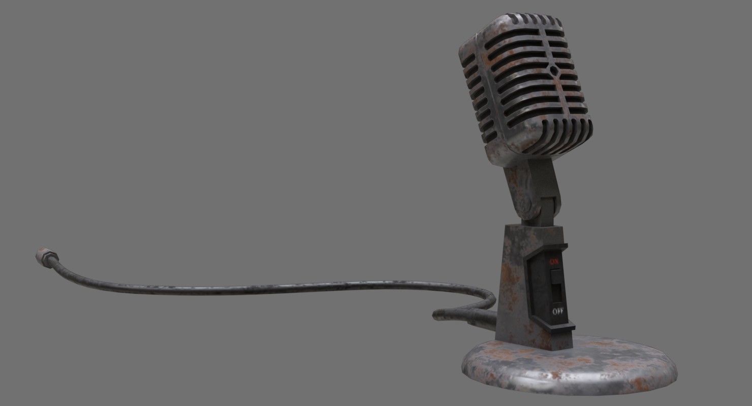 Retro Microphone 2B Low-poly 3D model_1