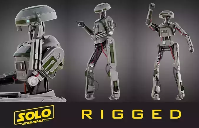Star Wars L3-37 droid RIGGED 3D model