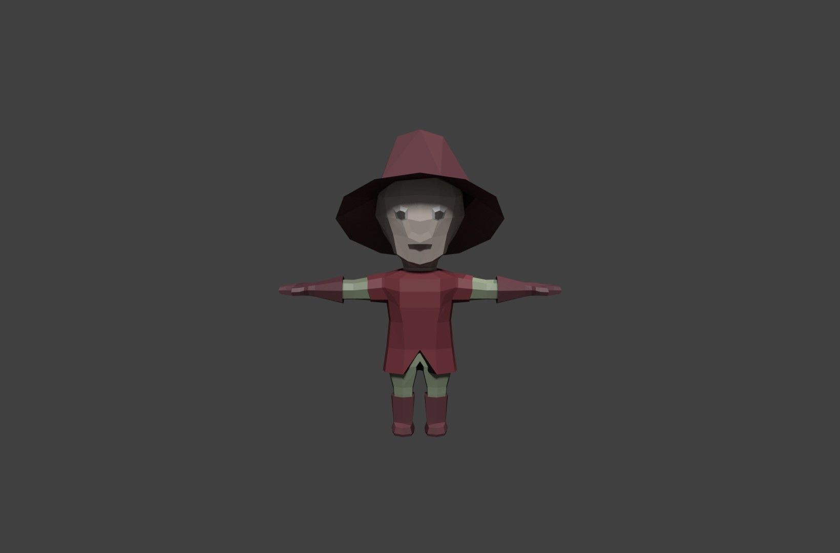 mage low poly character wearing hat Low-poly 3D model_3