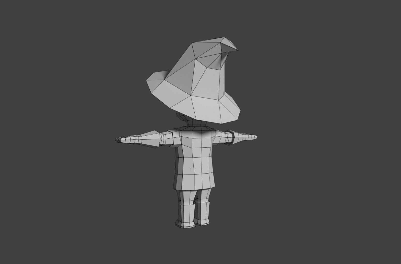 mage low poly character wearing hat Low-poly 3D model_8