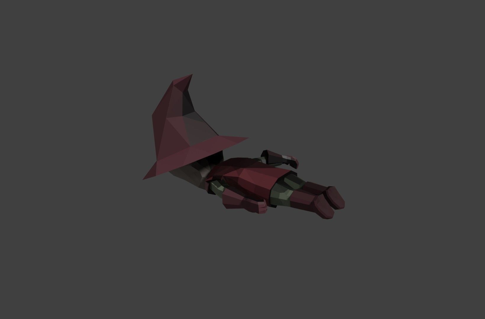 mage low poly character wearing hat Low-poly 3D model_5