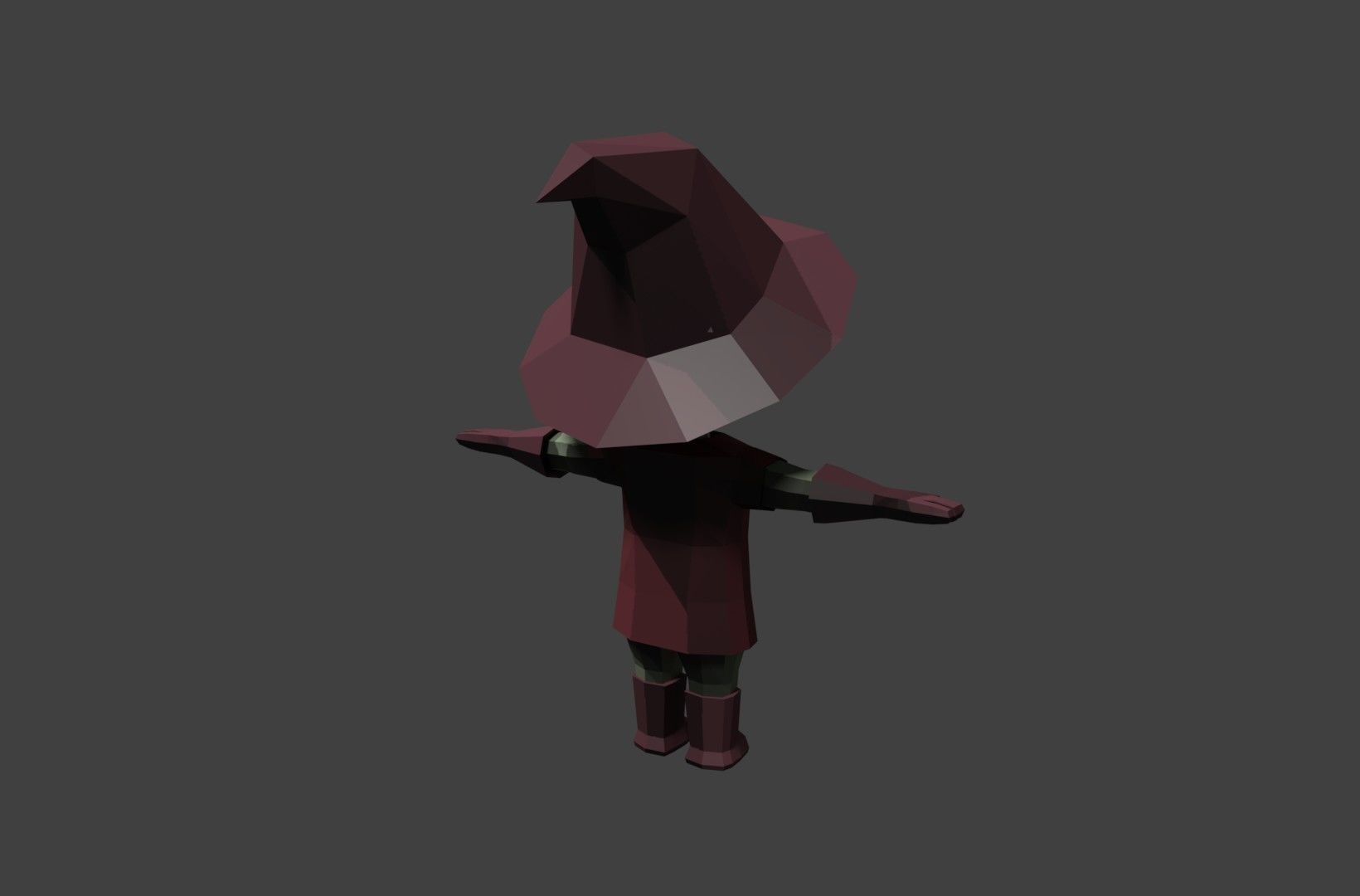 mage low poly character wearing hat Low-poly 3D model_4