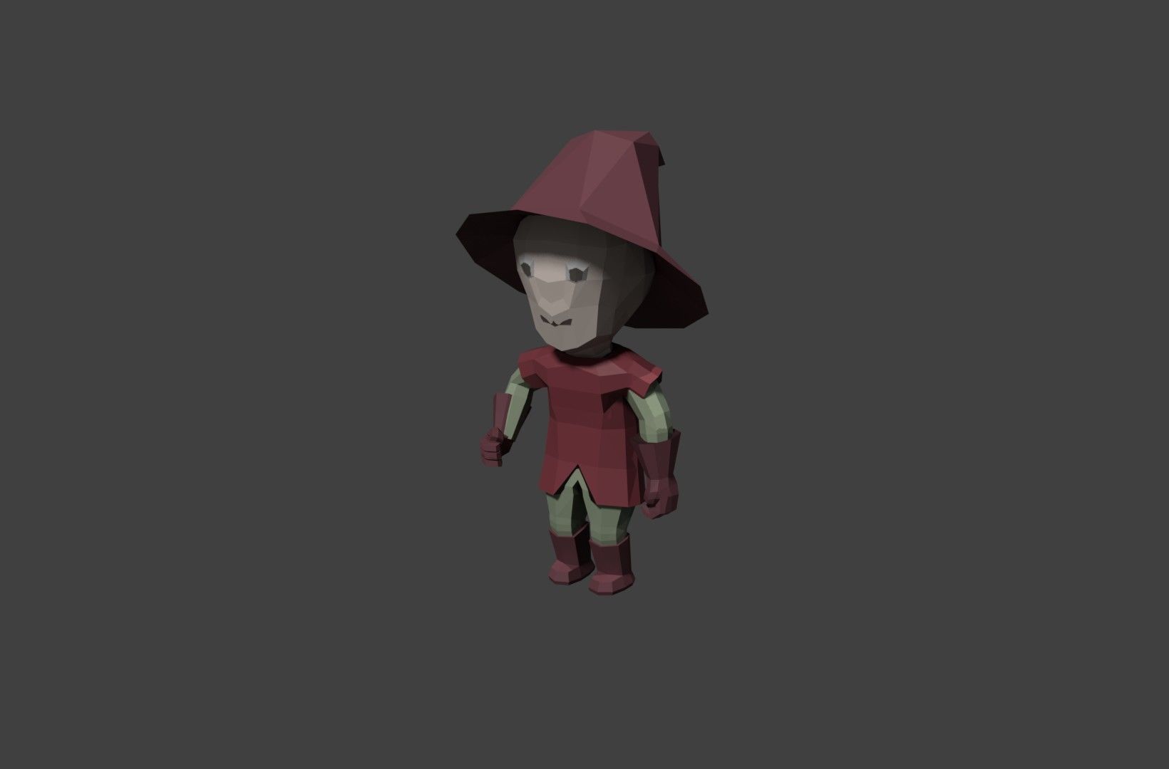 mage low poly character wearing hat Low-poly 3D model_2