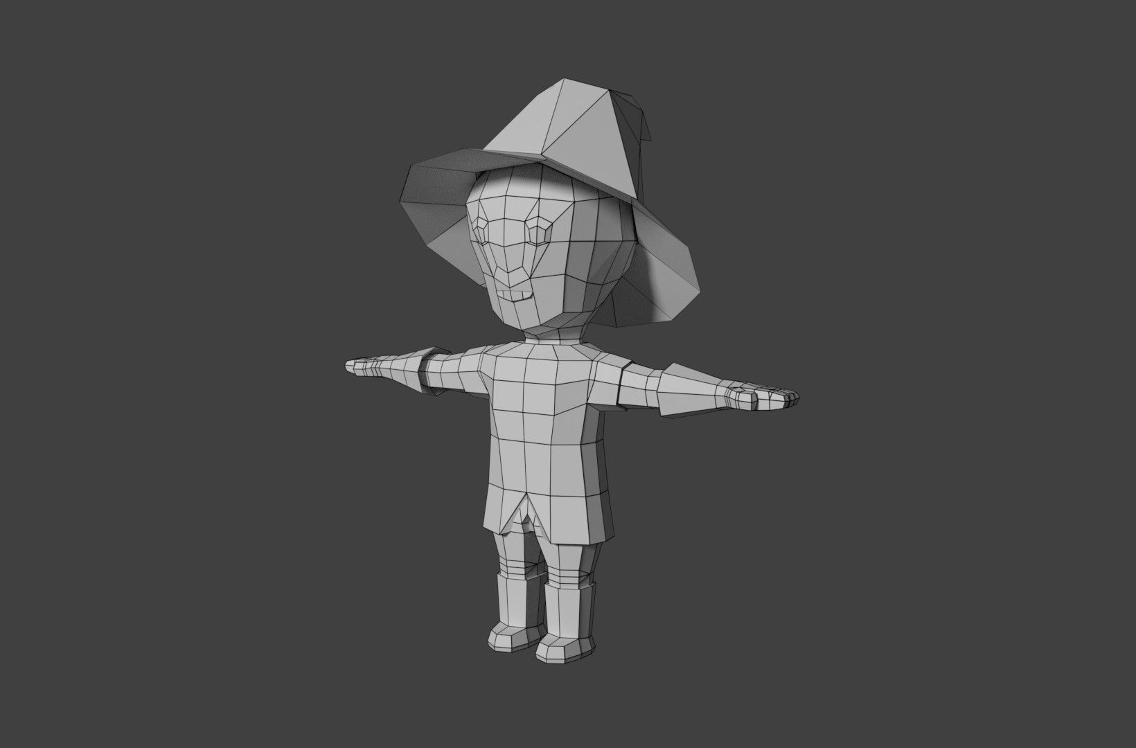 mage low poly character wearing hat Low-poly 3D model_7