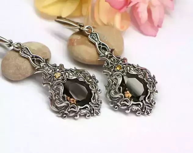 Elven earrings printable jewelry model