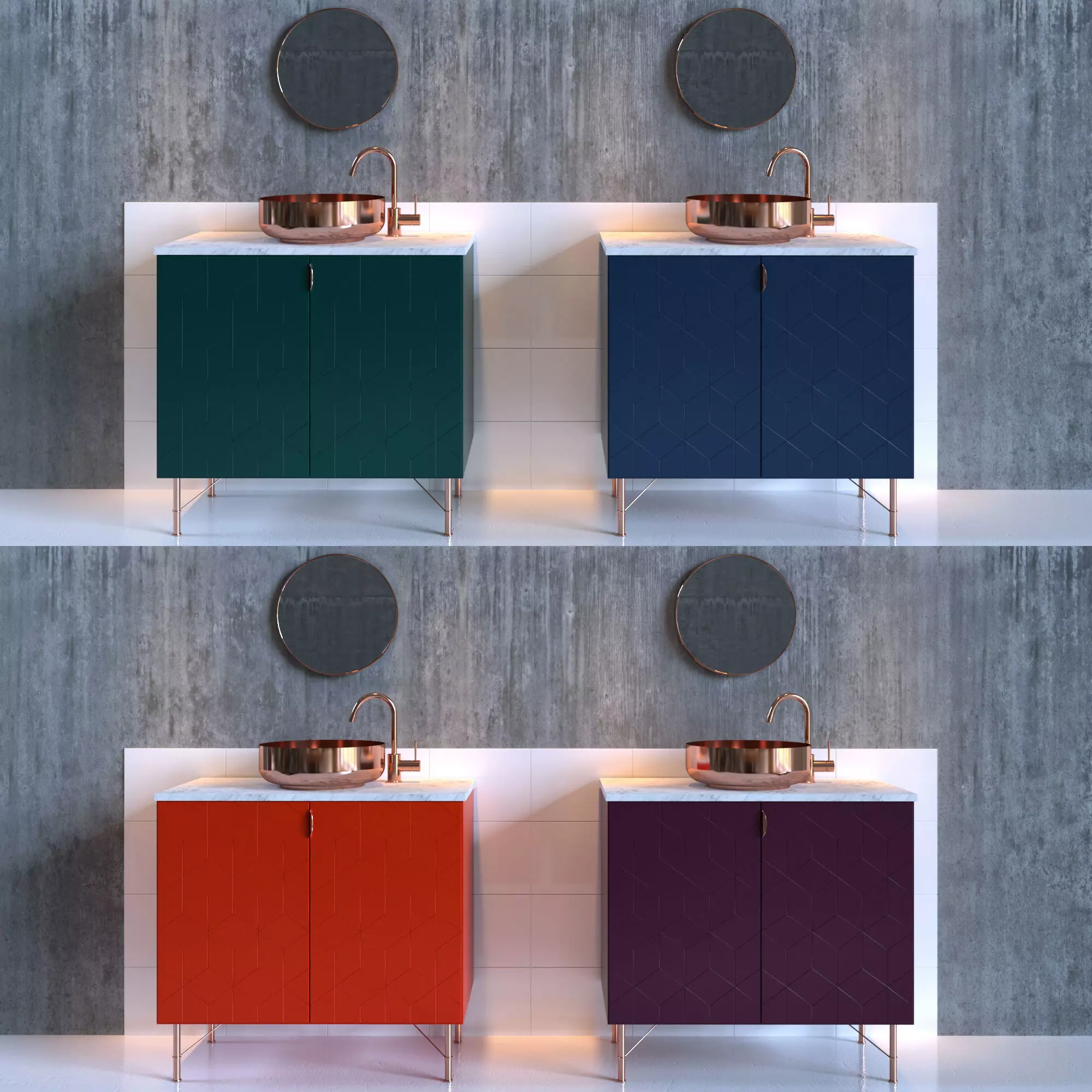 Washbasin bathroom vanity with copper sink Free 3D model