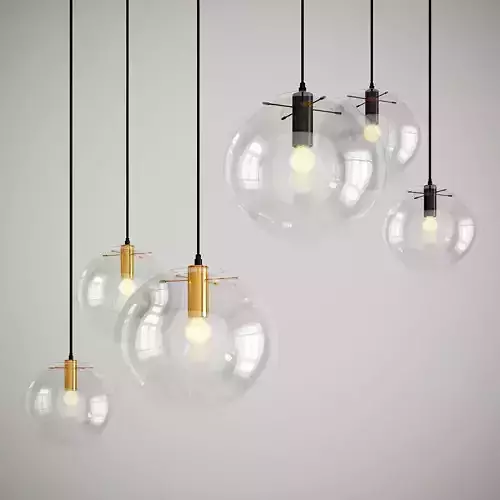 Three Glass Globe Pendant 3D model