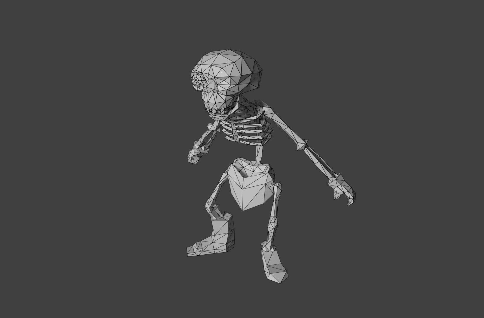 skeleton low poly with knife Low-poly 3D model_9