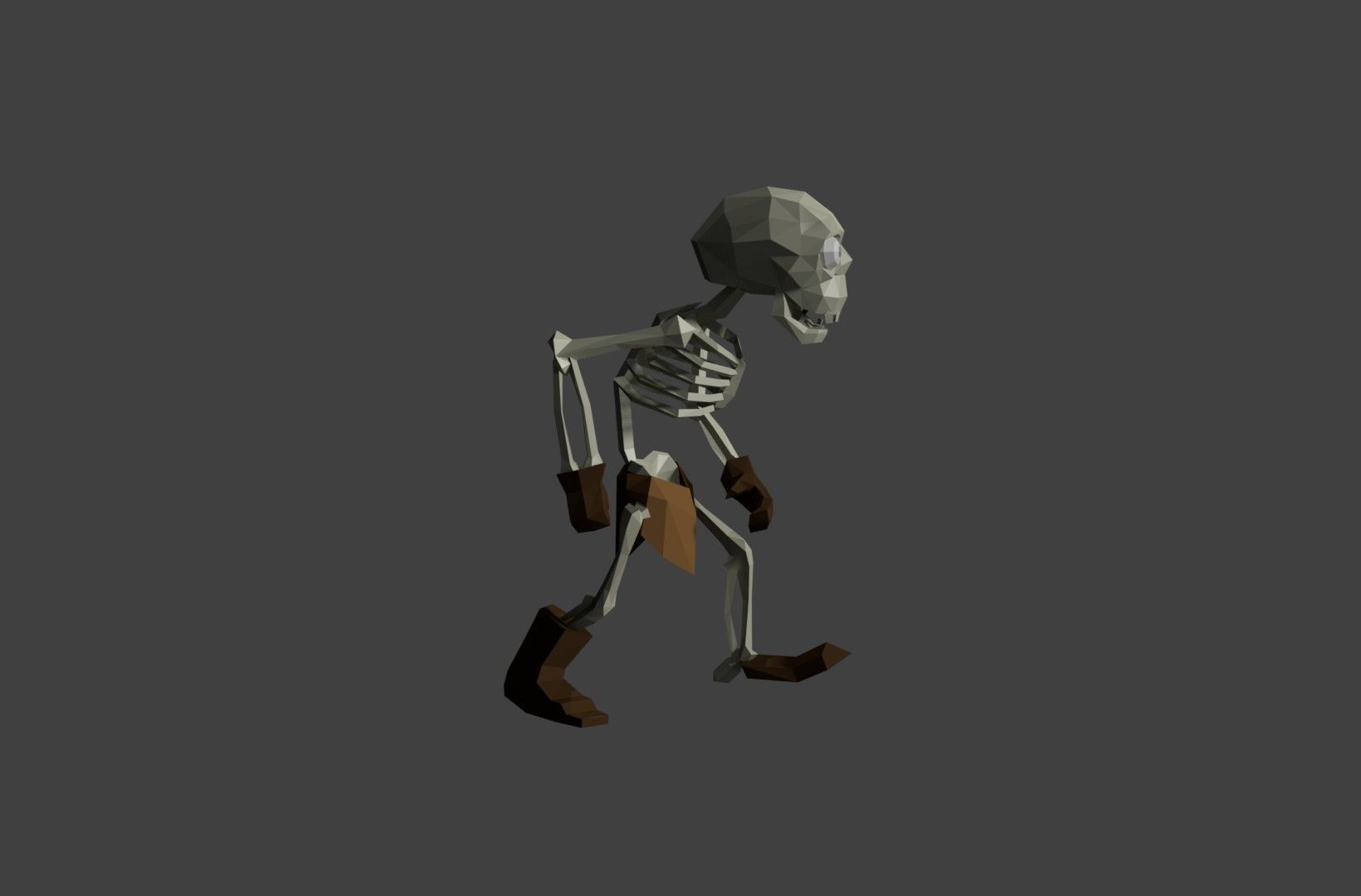 skeleton low poly with knife Low-poly 3D model_7