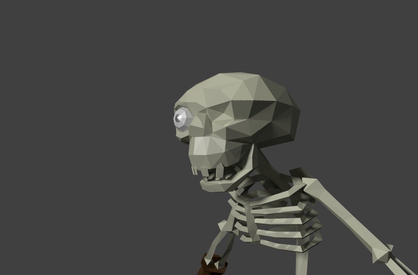 skeleton low poly with knife Low-poly 3D model_5
