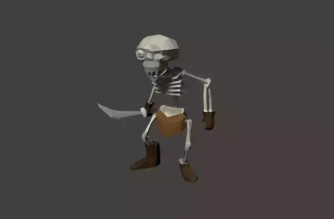 skeleton low poly with knife Low-poly 3D model