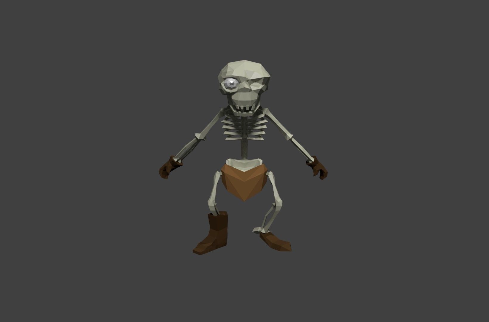 skeleton low poly with knife Low-poly 3D model_4