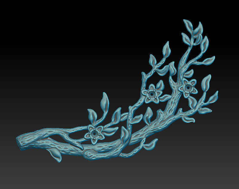 Twig brooch printable jewelry model 3D print model_2