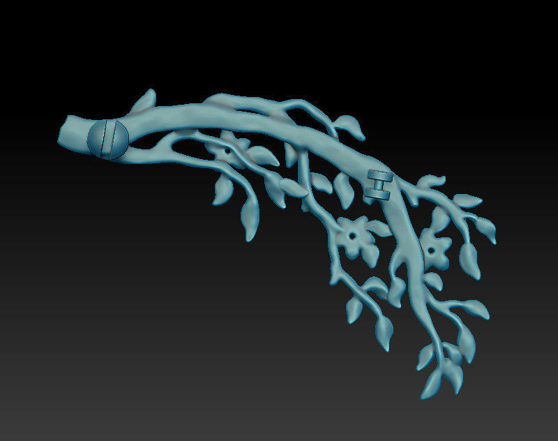 Twig brooch printable jewelry model 3D print model_3