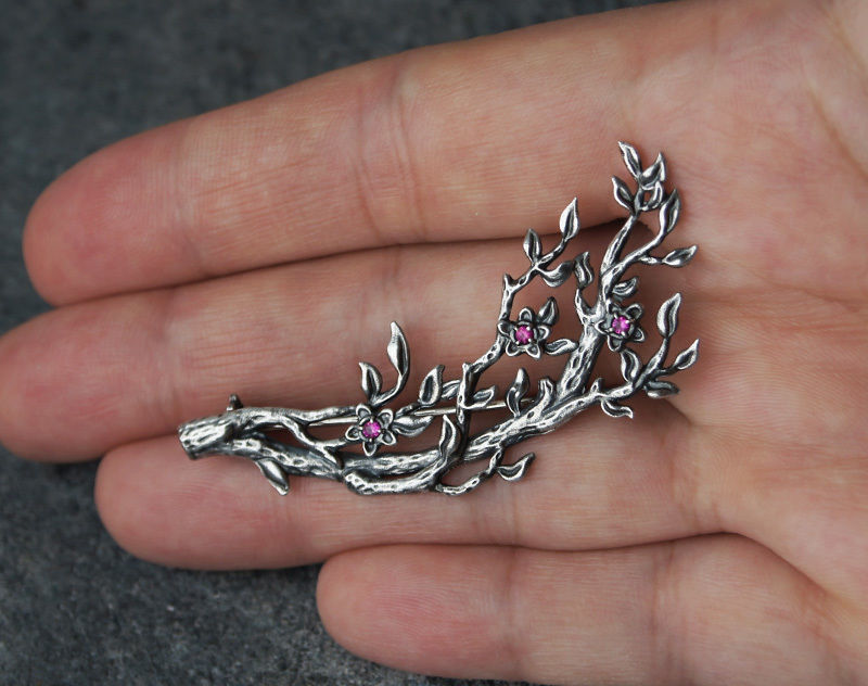 Twig brooch printable jewelry model 3D print model_1