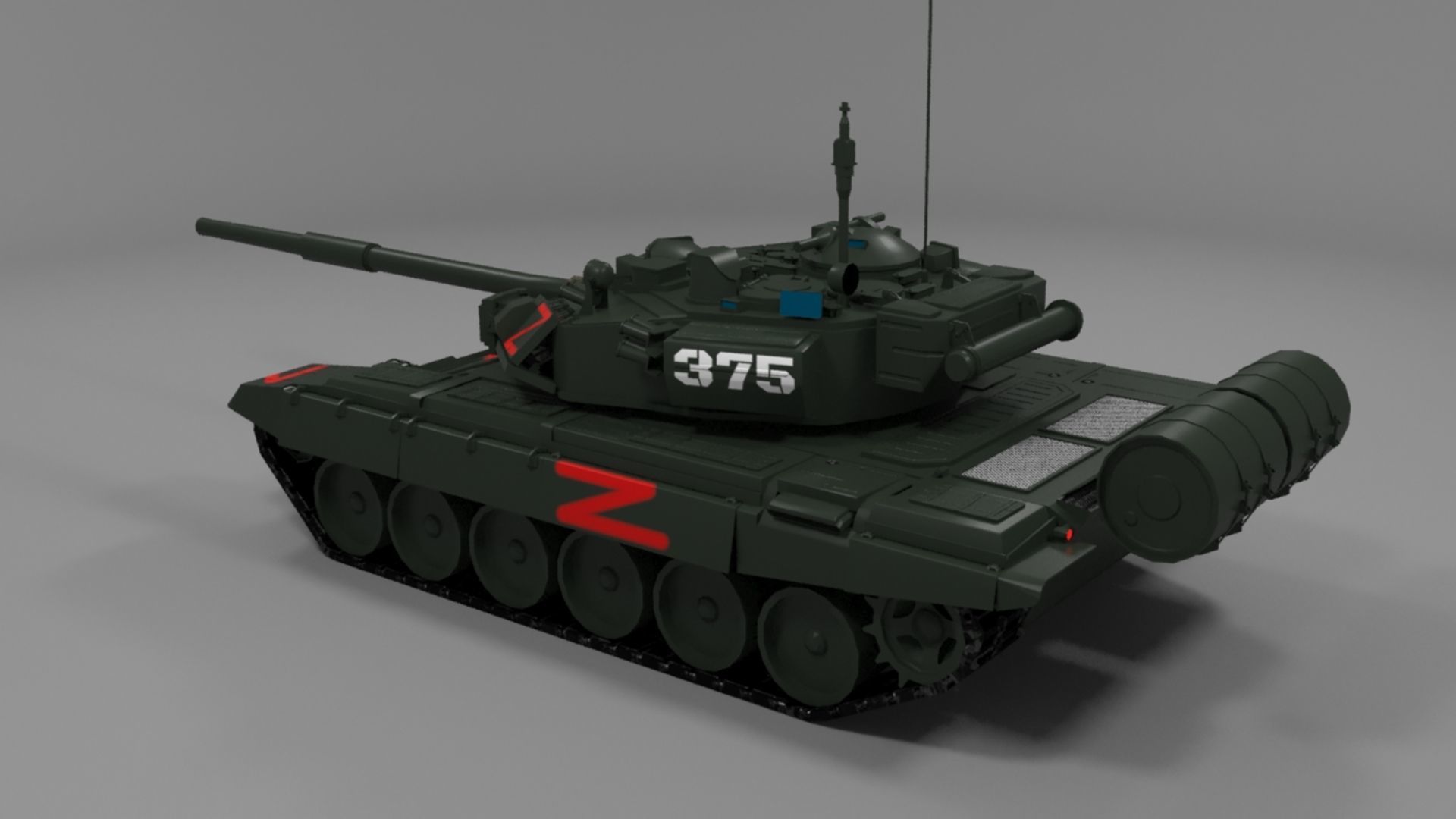 Wagner PMC T90A Main Battle Tank with Iconic Red Z Marking Low-poly 3D model_25