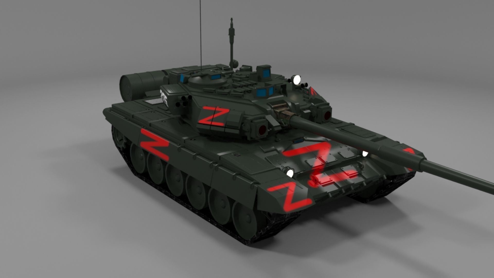 Wagner PMC T90A Main Battle Tank with Iconic Red Z Marking Low-poly 3D model_21