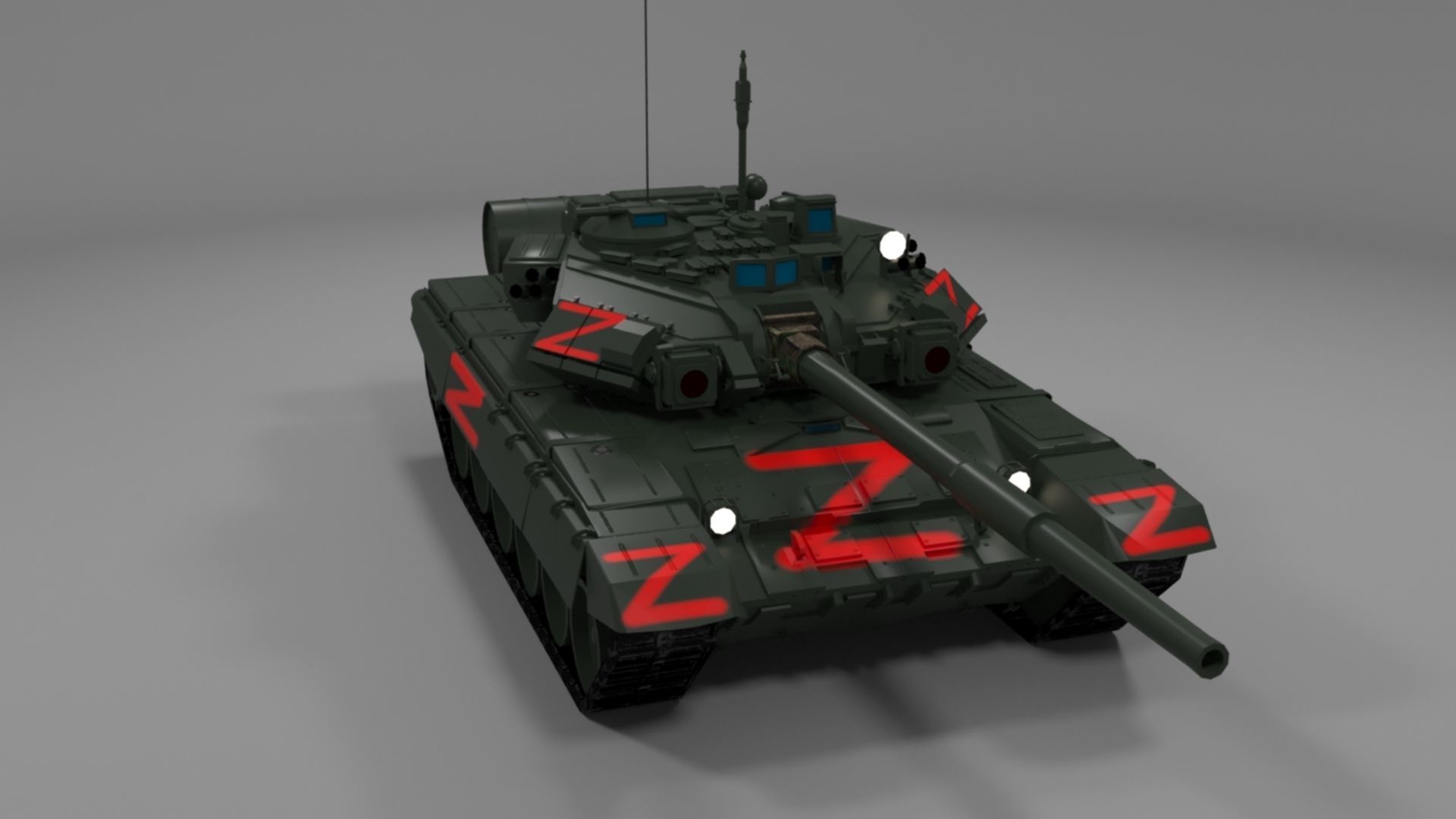 Wagner PMC T90A Main Battle Tank with Iconic Red Z Marking Low-poly 3D model_14