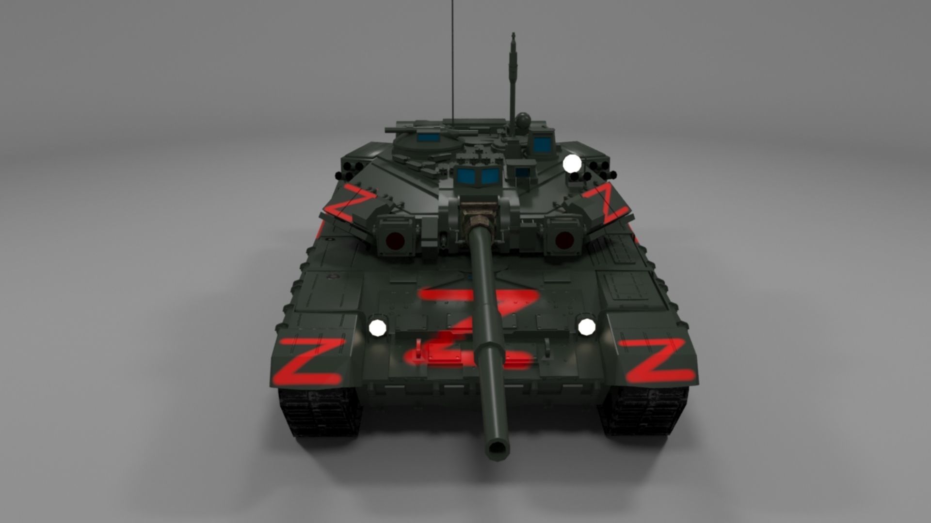 Wagner PMC T90A Main Battle Tank with Iconic Red Z Marking Low-poly 3D model_23