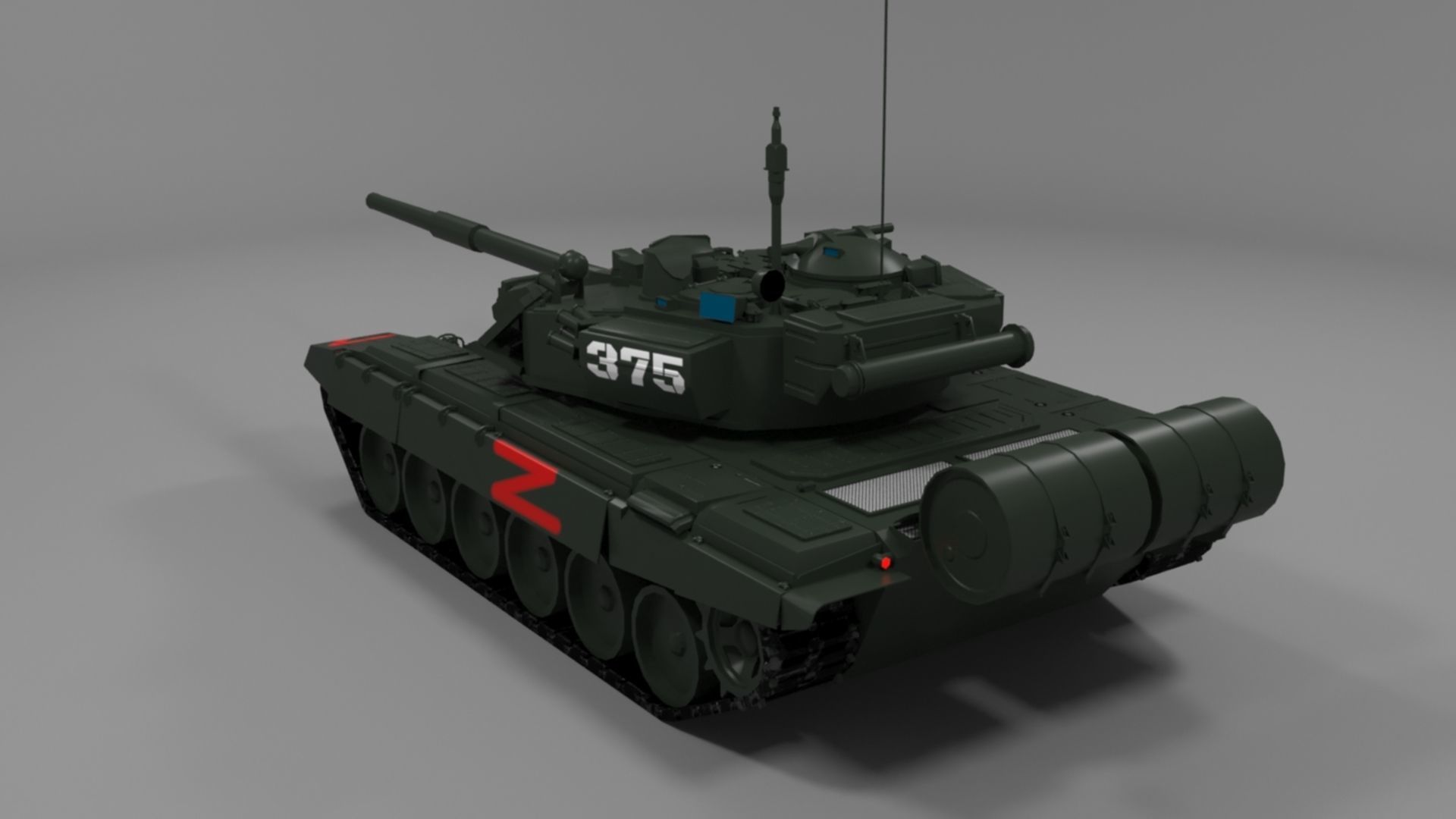 Wagner PMC T90A Main Battle Tank with Iconic Red Z Marking Low-poly 3D model_6