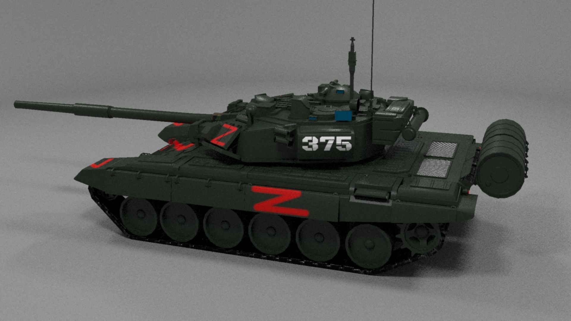 Wagner PMC T90A Main Battle Tank with Iconic Red Z Marking Low-poly 3D model_10