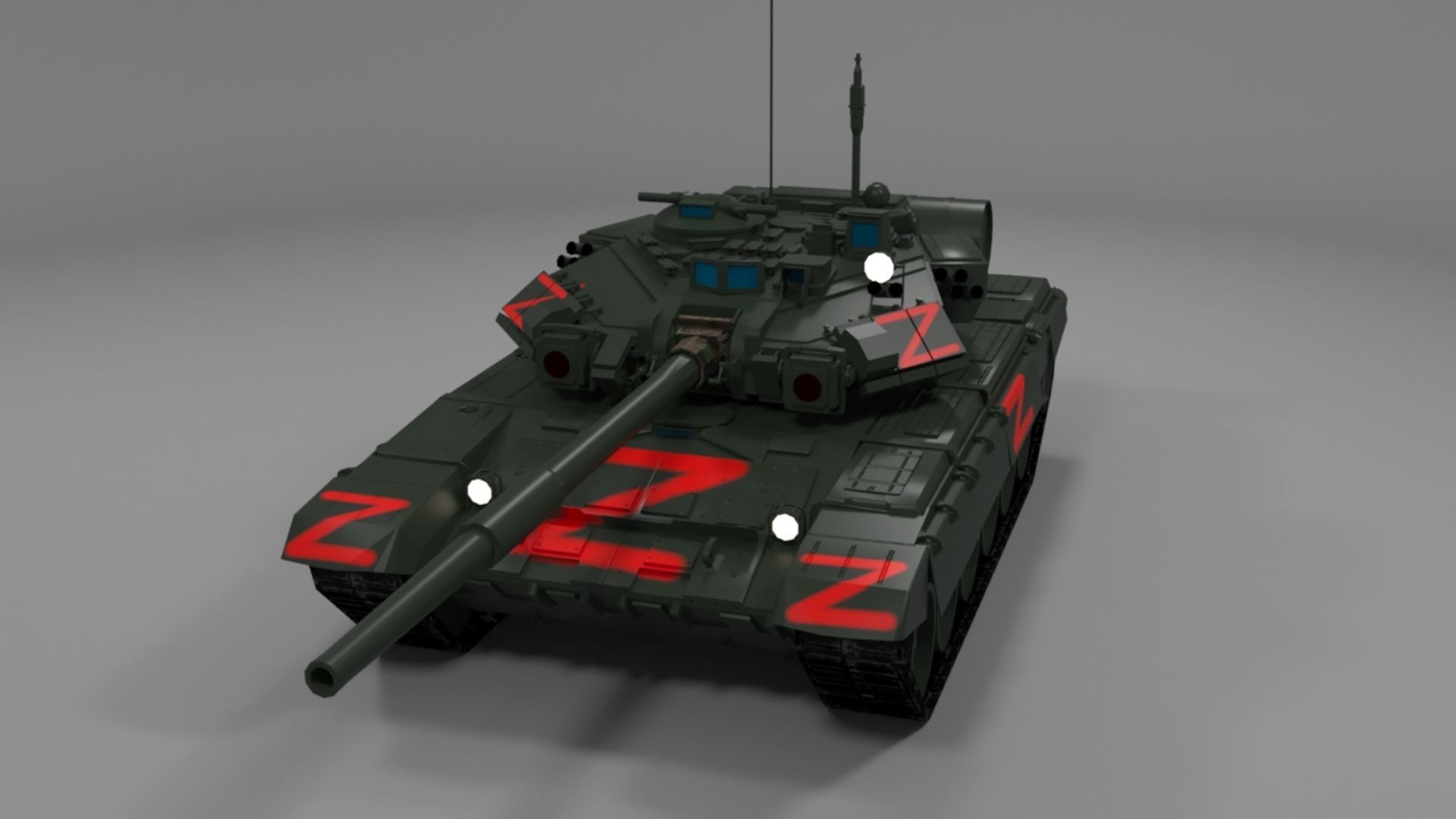 Wagner PMC T90A Main Battle Tank with Iconic Red Z Marking Low-poly 3D model_22