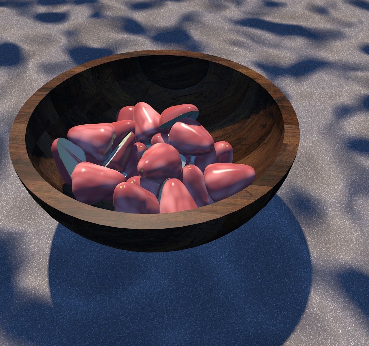 sliced bell apple tropical fruit  on beach 3D model_2