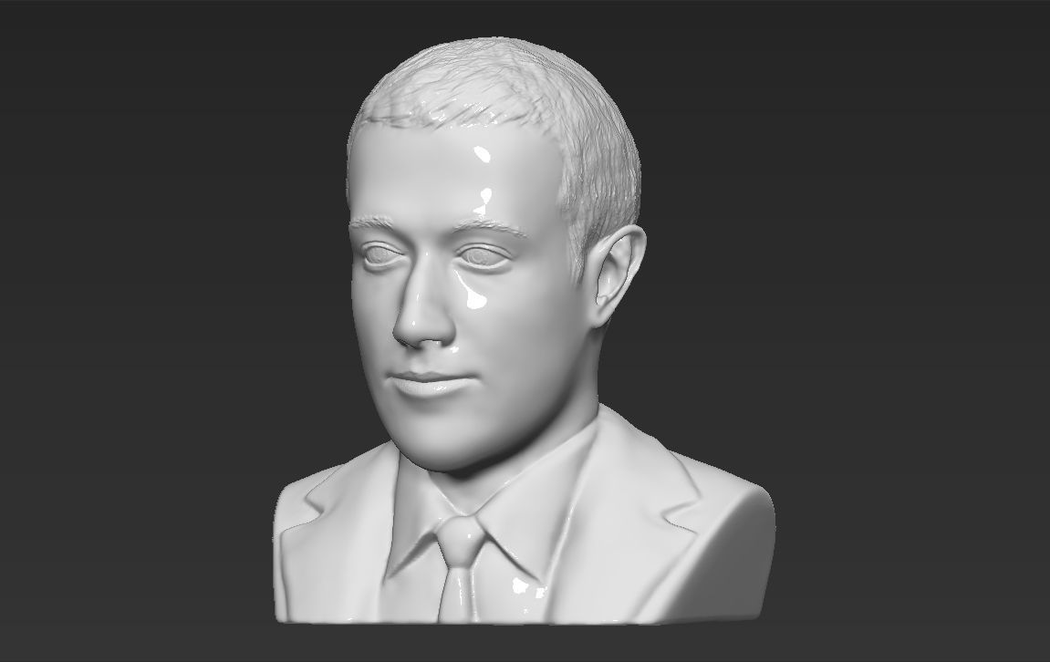 Mark Zuckerberg bust 3D printing ready obj stl formats 3D print model_1