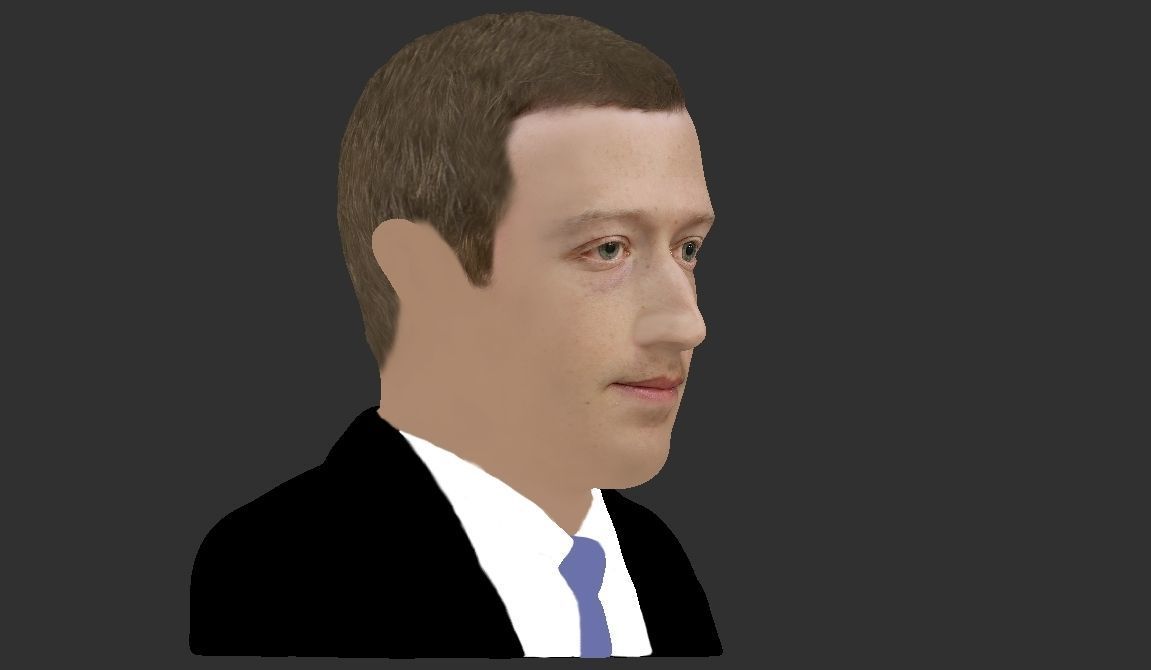 Mark Zuckerberg bust ready for full color 3D printing 3D print model_22