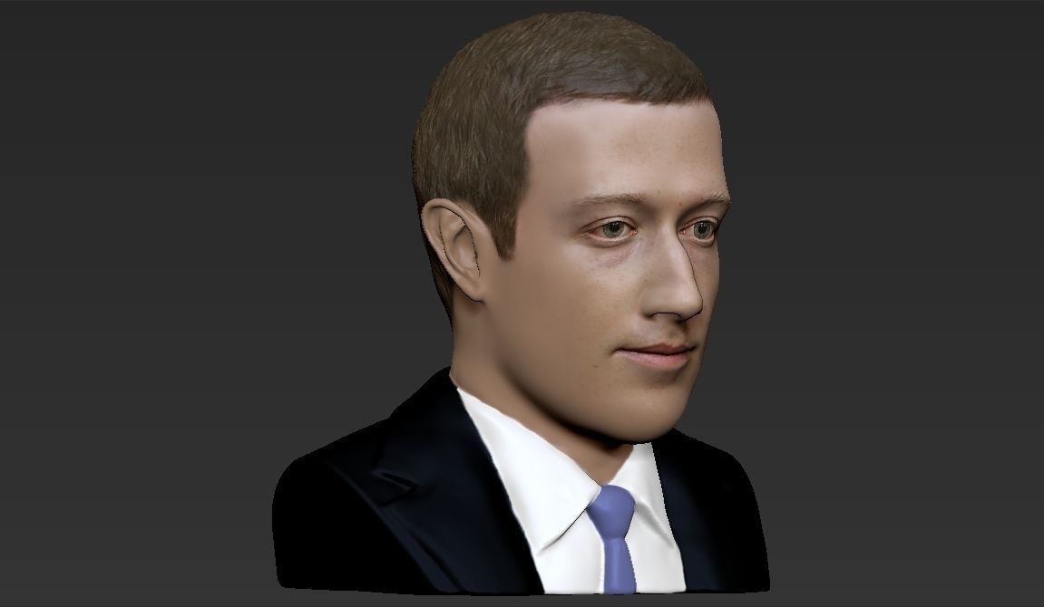 Mark Zuckerberg bust ready for full color 3D printing 3D print model_16