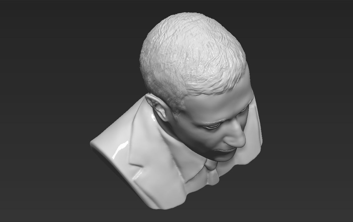 Mark Zuckerberg bust ready for full color 3D printing 3D print model_41