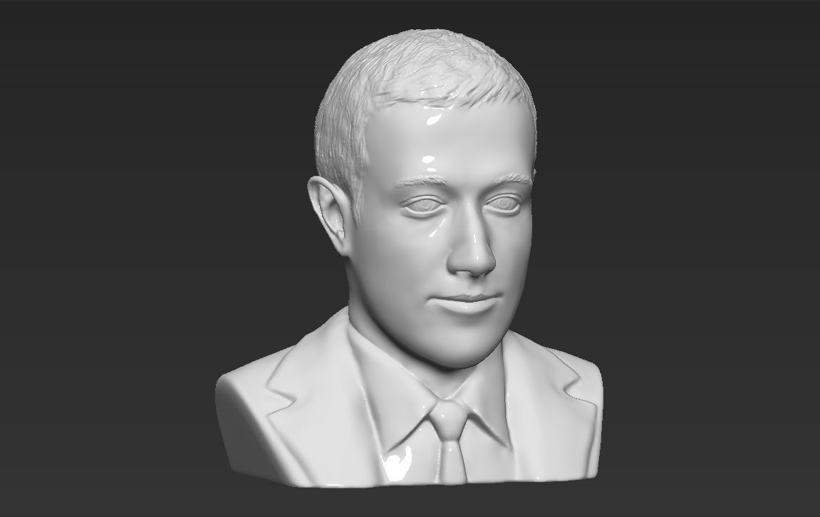 Mark Zuckerberg bust ready for full color 3D printing 3D print model_25