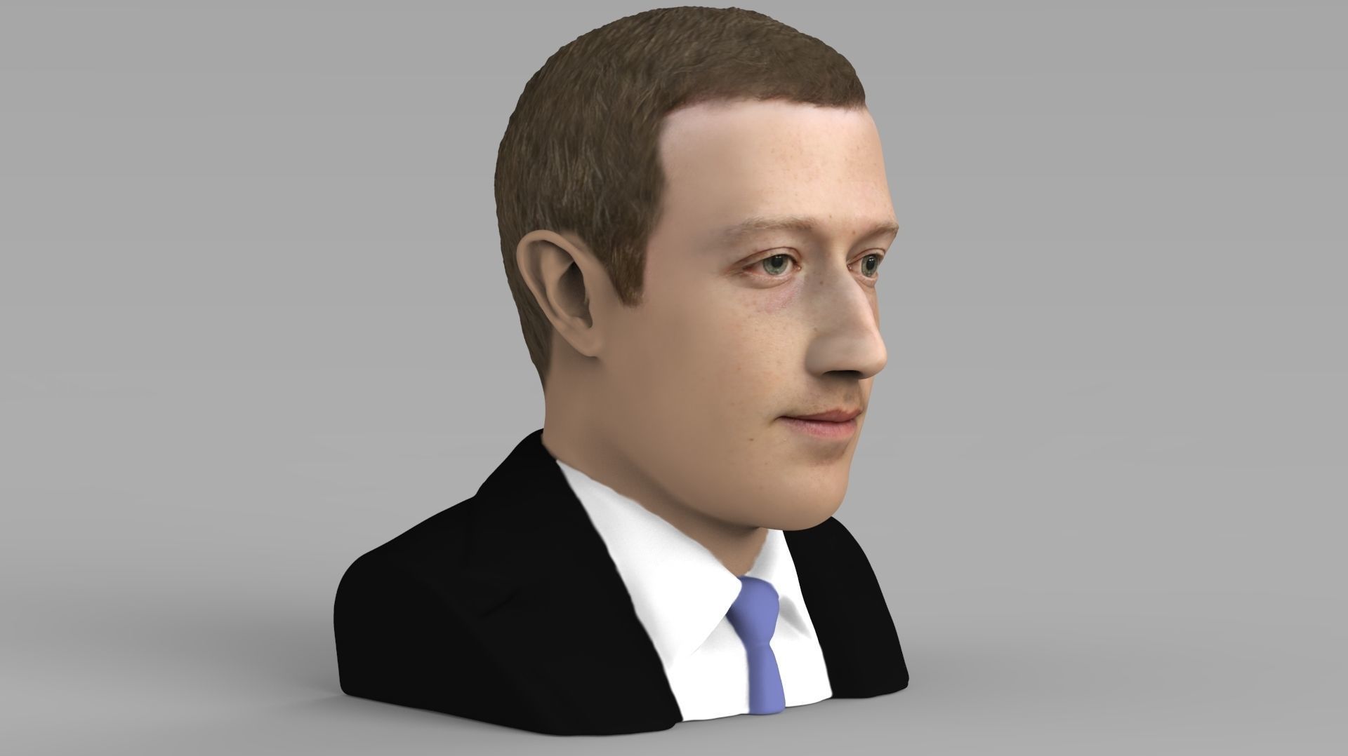 Mark Zuckerberg bust ready for full color 3D printing 3D print model_10