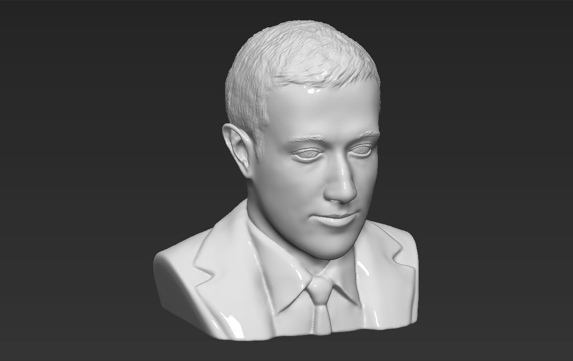 Mark Zuckerberg bust ready for full color 3D printing 3D print model_33