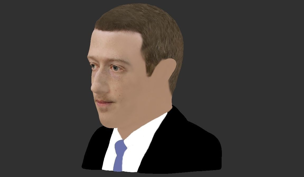 Mark Zuckerberg bust ready for full color 3D printing 3D print model_21