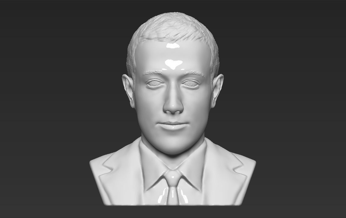 Mark Zuckerberg bust ready for full color 3D printing 3D print model_23