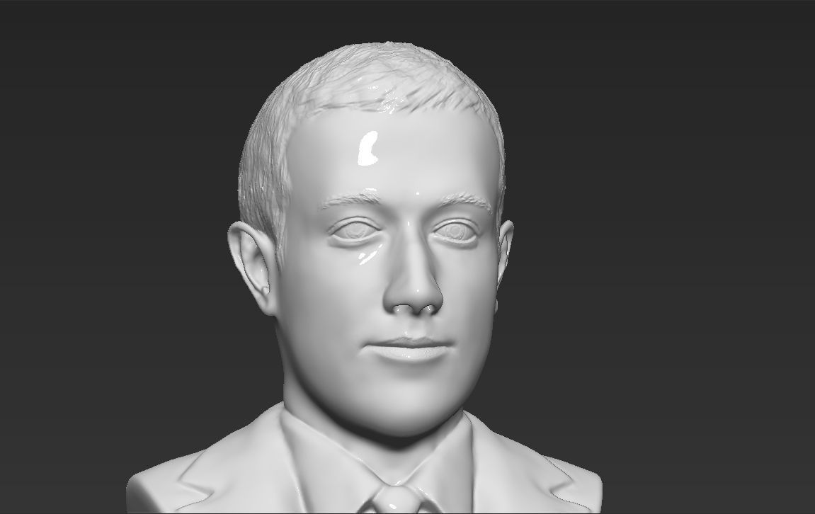 Mark Zuckerberg bust ready for full color 3D printing 3D print model_39