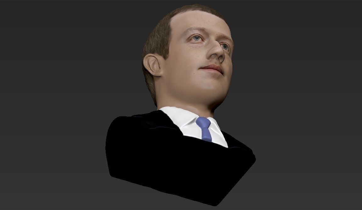 Mark Zuckerberg bust ready for full color 3D printing 3D print model_18