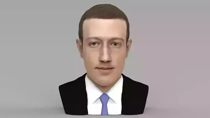 Mark Zuckerberg bust ready for full color 3D printing 3D print model