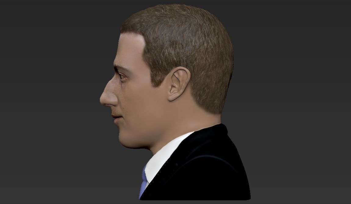 Mark Zuckerberg bust ready for full color 3D printing 3D print model_19