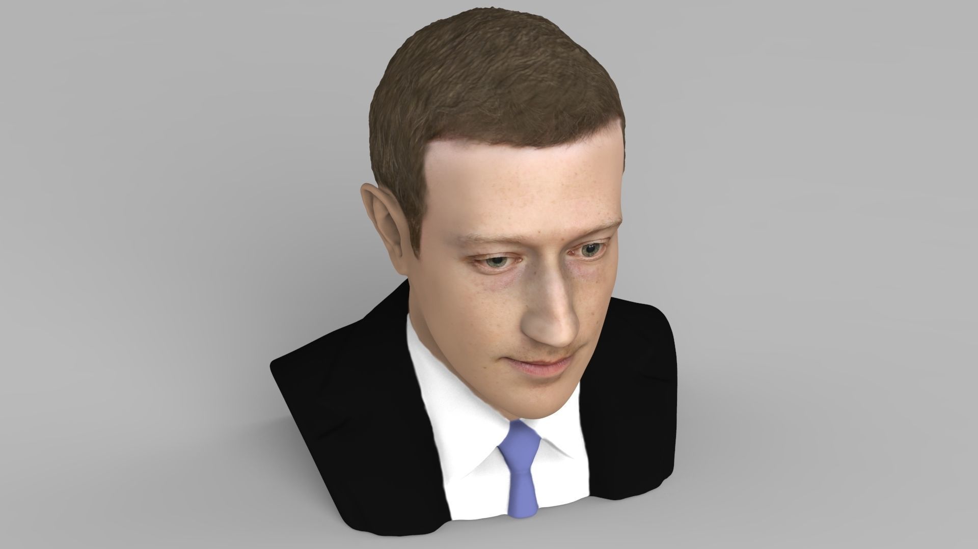 Mark Zuckerberg bust ready for full color 3D printing 3D print model_12