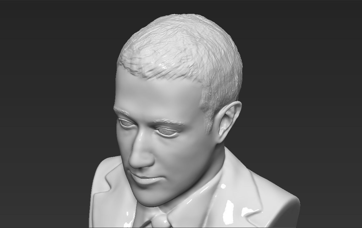 Mark Zuckerberg bust ready for full color 3D printing 3D print model_37