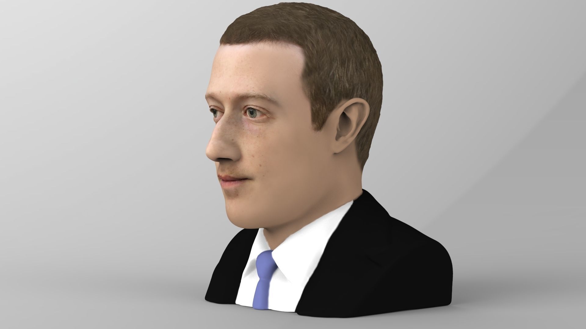Mark Zuckerberg bust ready for full color 3D printing 3D print model_9